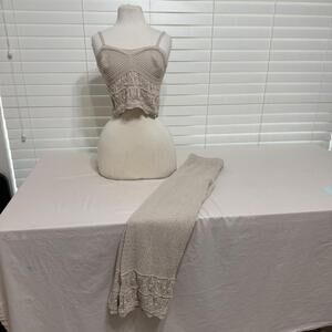 Pink Rose Women's Lace Overlay Knit Tank w/ Matching Pants Size M